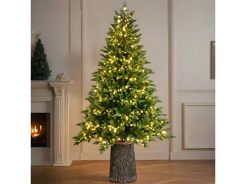 Weihnachtsbaum mit LEDs und modernem „Italia“-Stamm aus PE mit Real Touch-Effekt, 240 cm hoch.