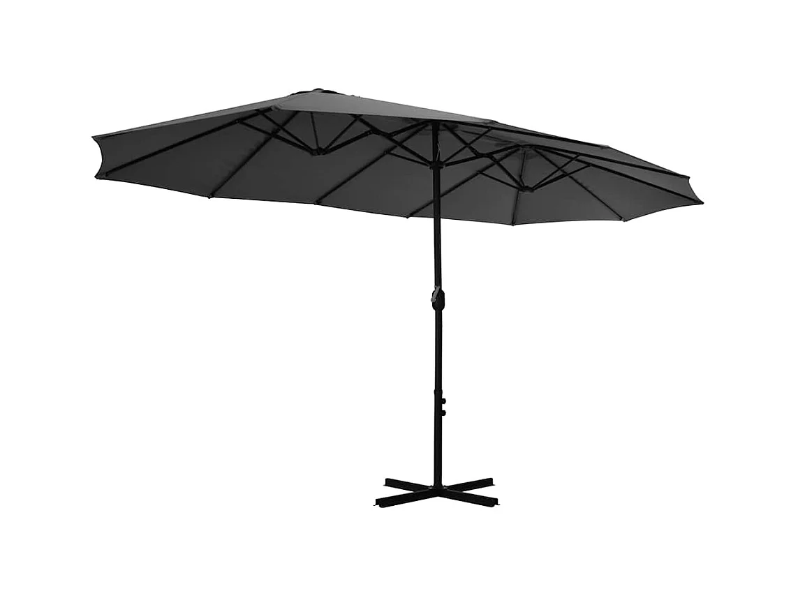 Parasol d'extérieur-Parasol de jardin poteau en aluminium 460x270 cm anthracite
