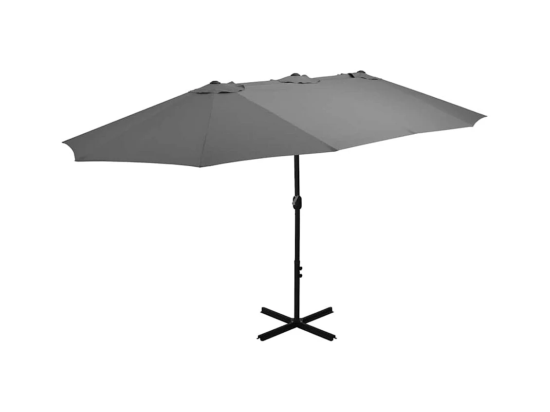 Parasol d'extérieur-Parasol de jardin poteau en aluminium 460x270 cm anthracite