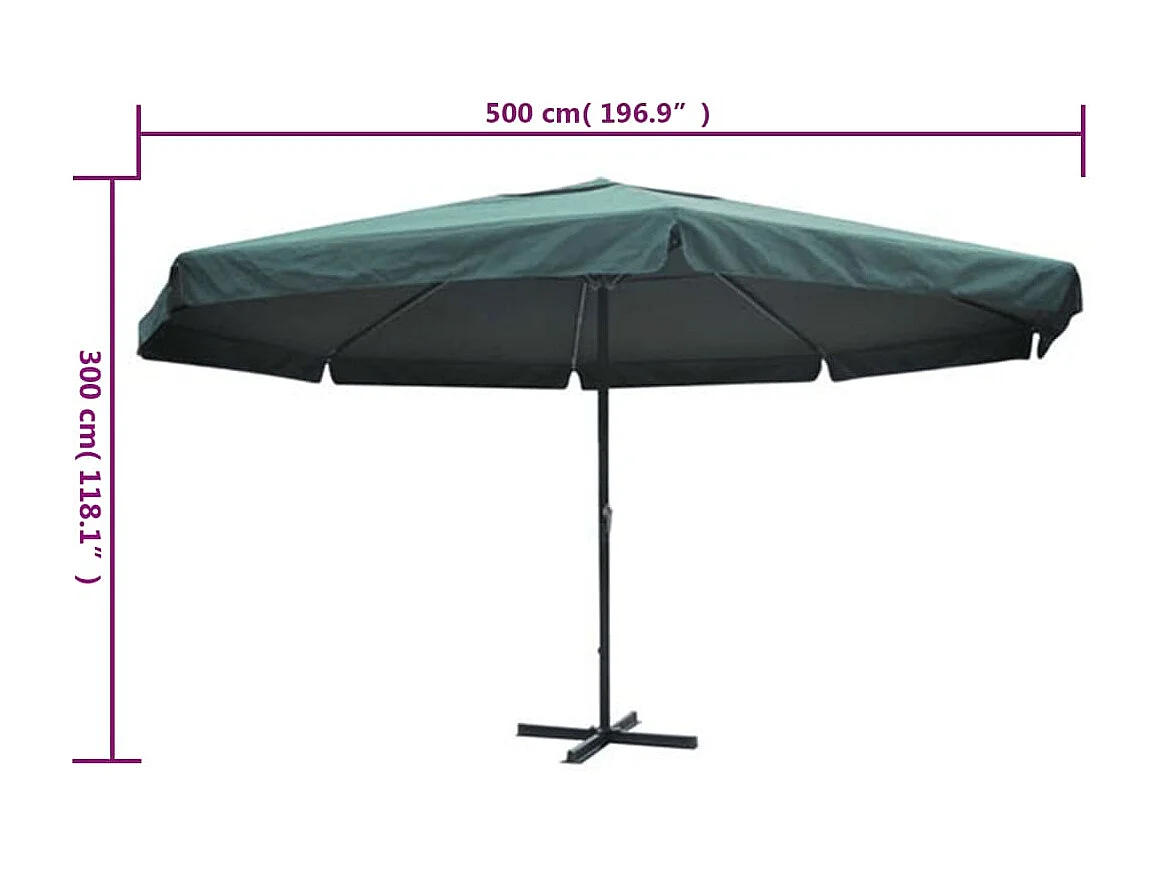 Parasol de jardin-Parasol vert aluminium 500 cm