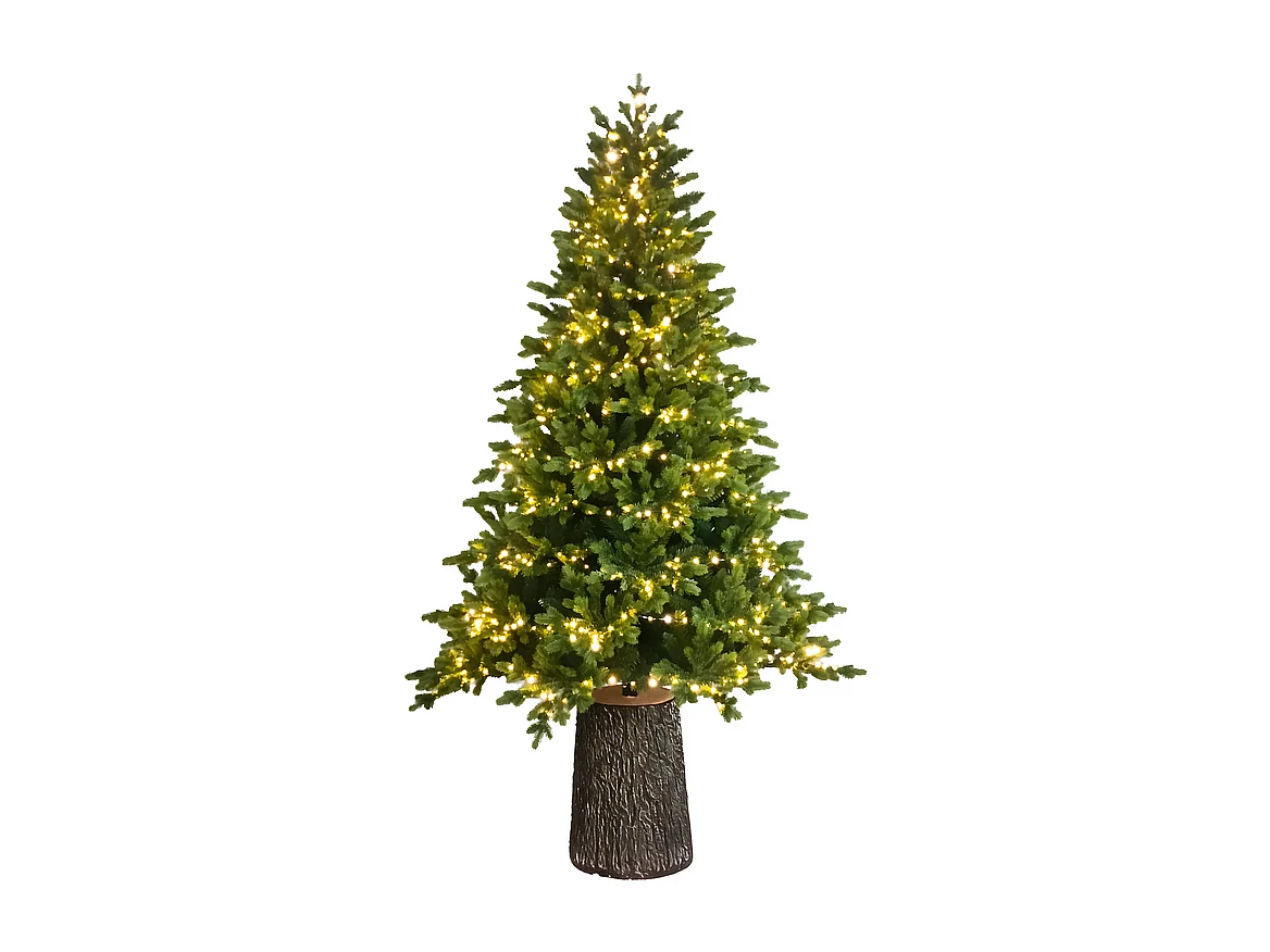 Kerstboom met LED's en moderne "Italia" stam in PE met Real Touch effect, 180 cm hoog.