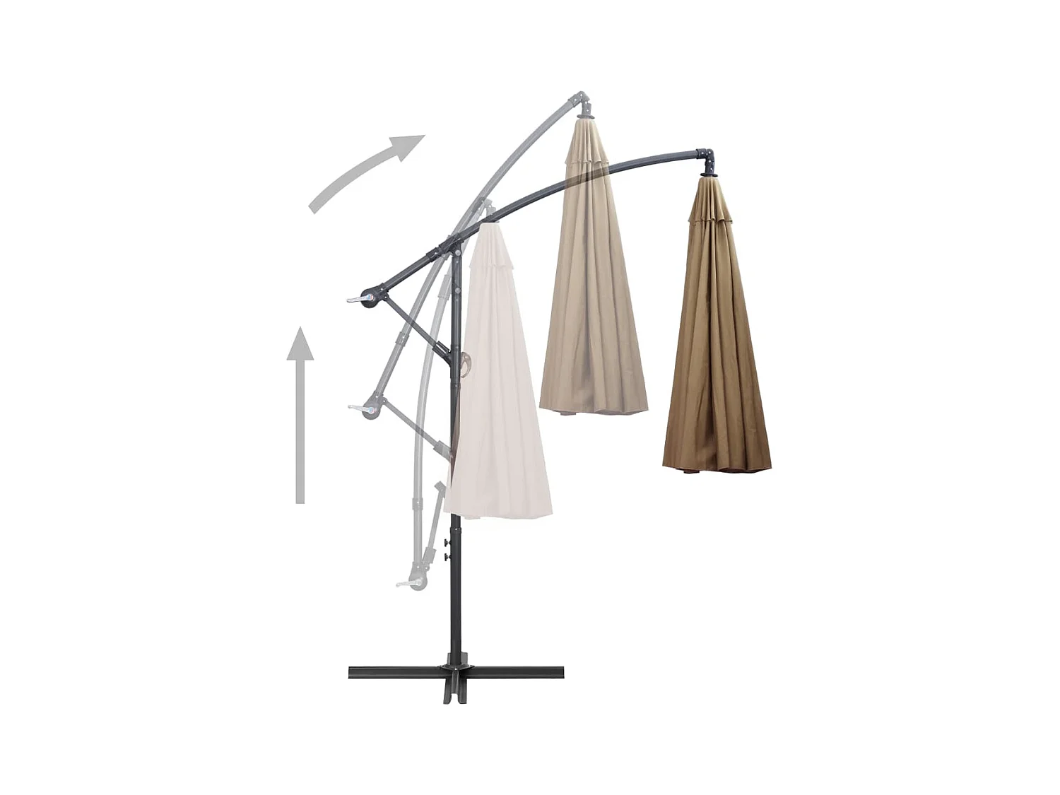 Parasol de jardin-Parasol suspendu avec poteau taupe 3 m