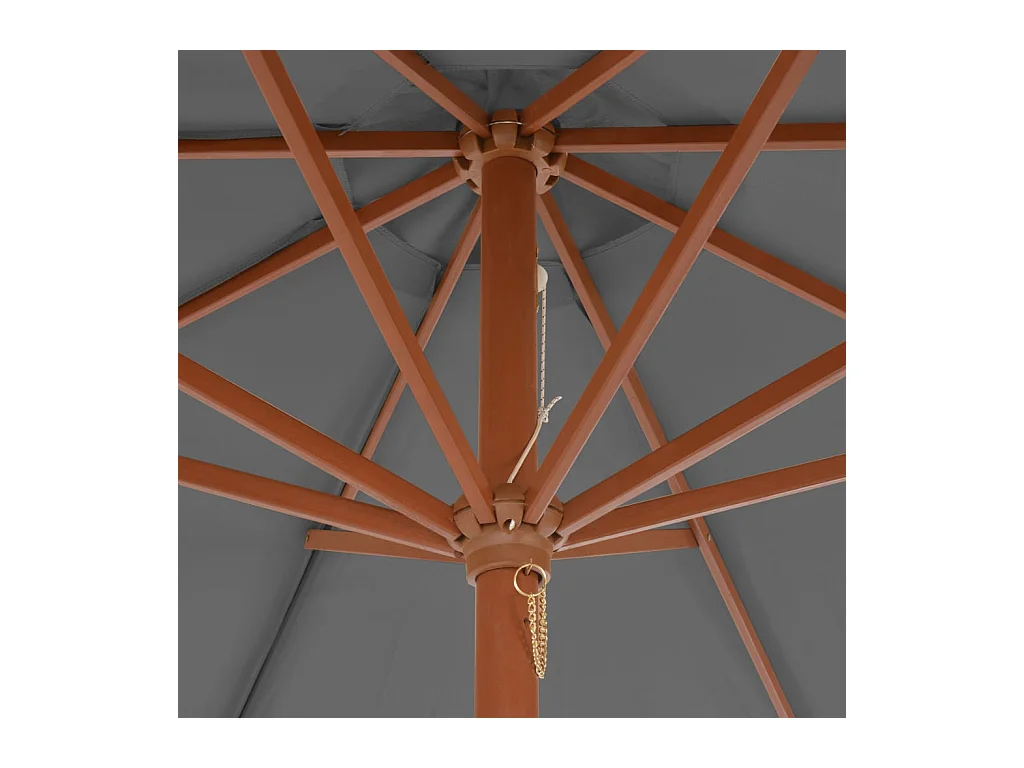 Parasol d'extérieur | Parasol de jardin avec mât en bois 300 cm anthracite