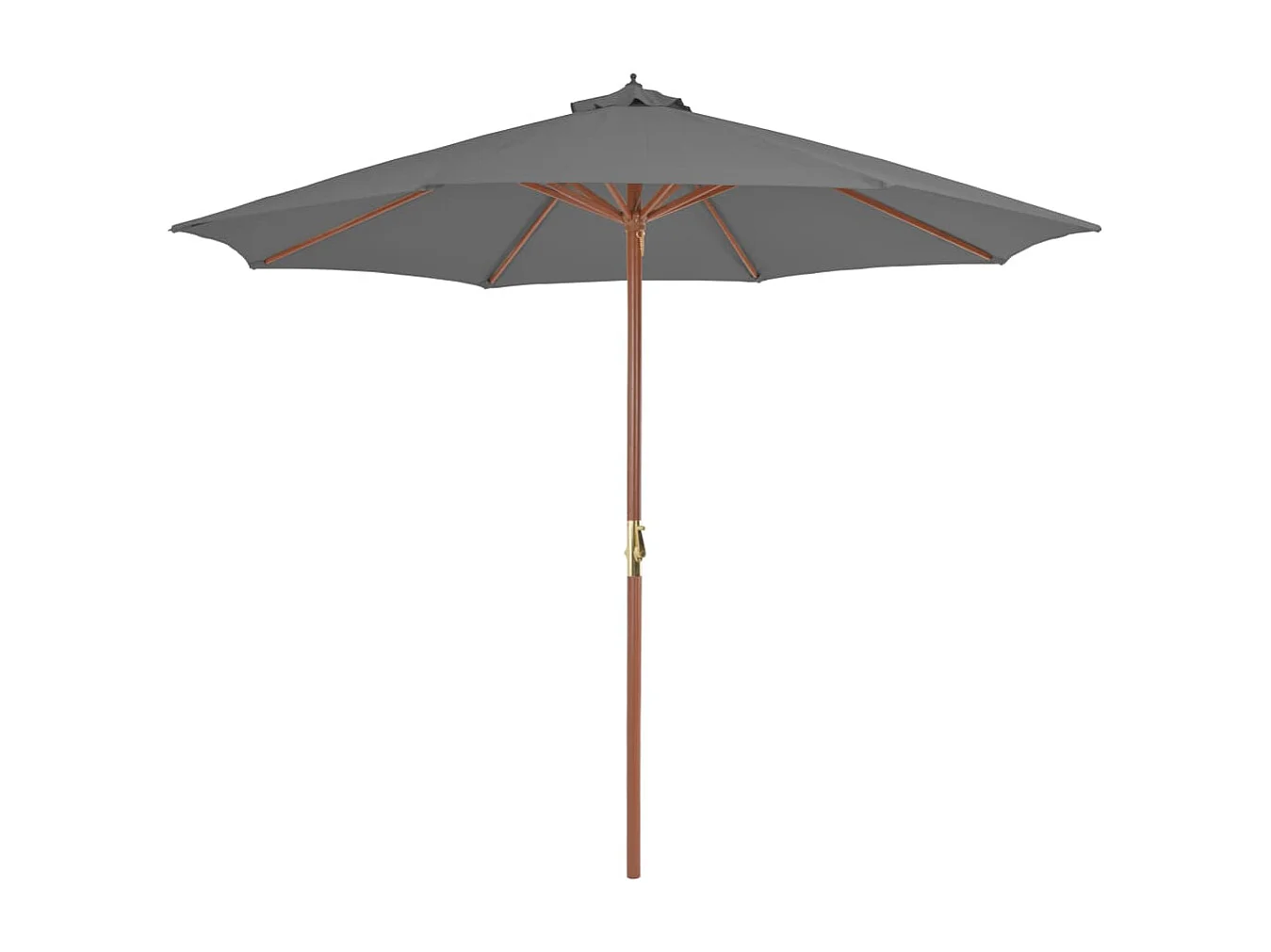 Parasol d'extérieur | Parasol de jardin avec mât en bois 300 cm anthracite