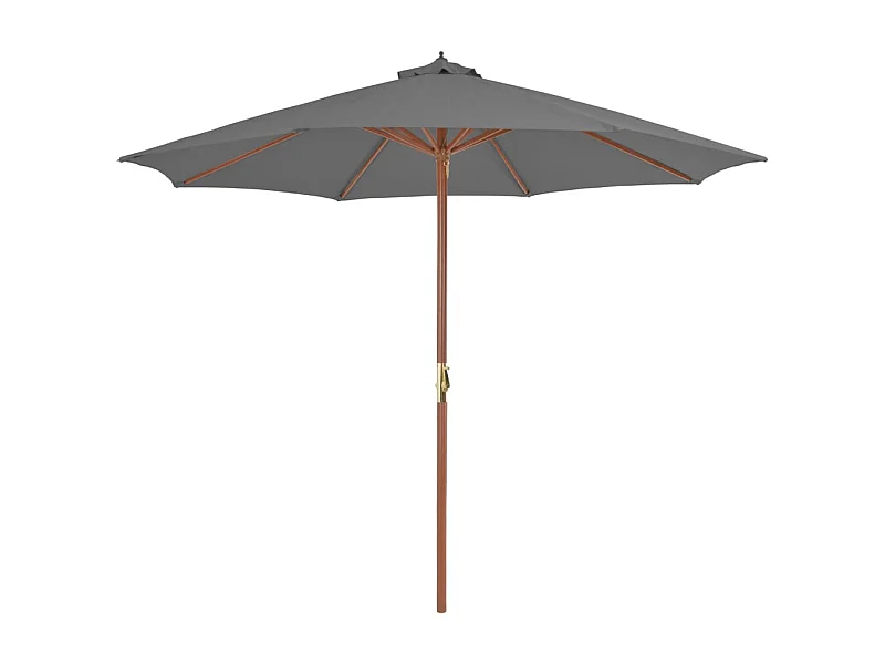 Parasol d'extérieur | Parasol de jardin avec mât en bois 300 cm anthracite
