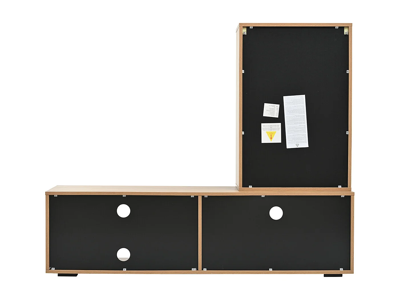 TV Wohnwand-set inkl.TV-Board Standregal und Wandregal TV Wohnzimmermöbel-Set 140*35*39cm Holzfarbe + Schwarz