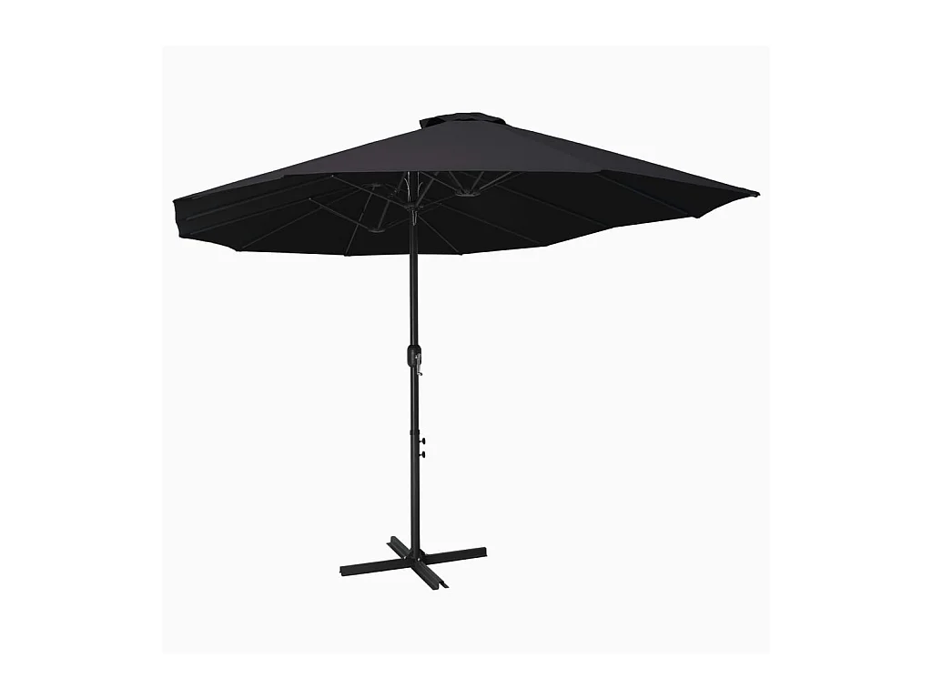 Parasol d'extérieur-Parasol de jardin et poteau en aluminium 460x270 cm Noir