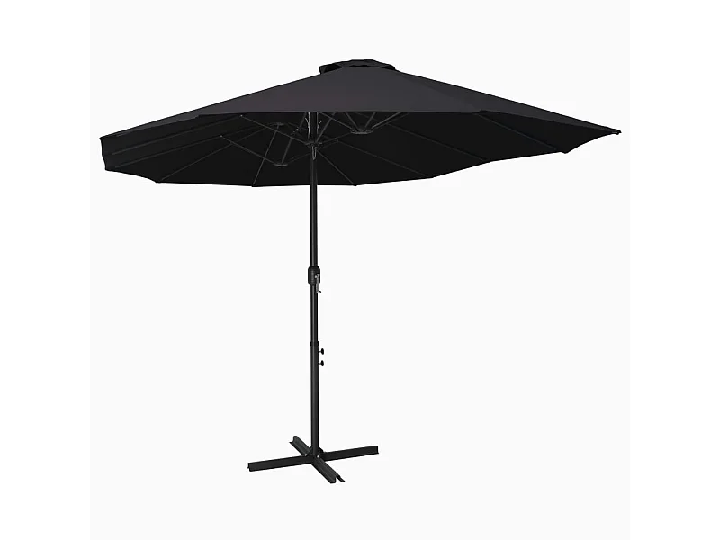 Parasol d'extérieur-Parasol de jardin et poteau en aluminium 460x270 cm Noir