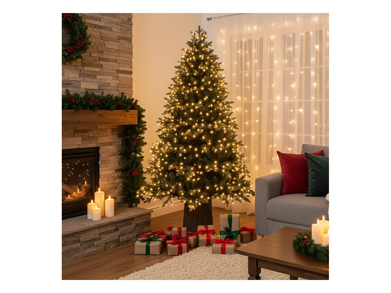 Árvore de Natal "Rena" com tronco moderno incluído em PE efeito Real Touch 180cm de altura