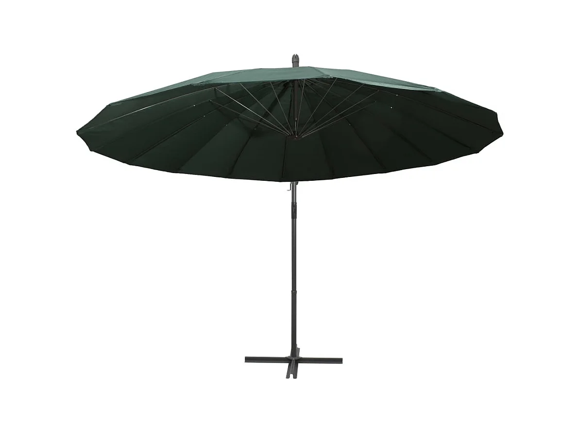 Parasol de jardin-Parasol suspendu avec poteau en aluminium Vert 3 m