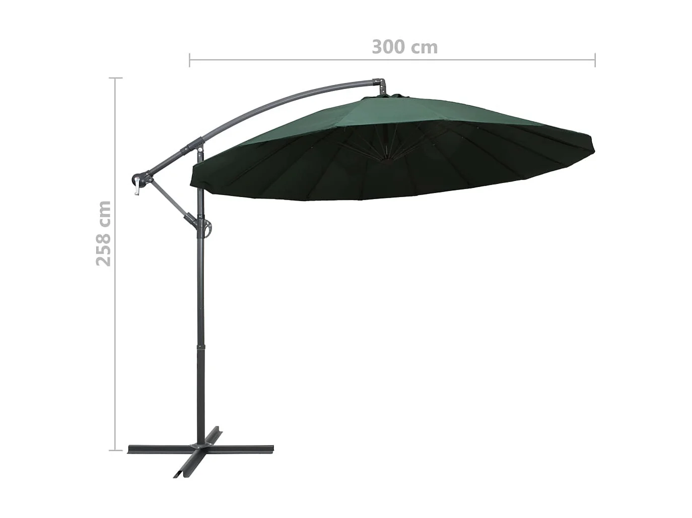 Parasol de jardin-Parasol suspendu avec poteau en aluminium Vert 3 m