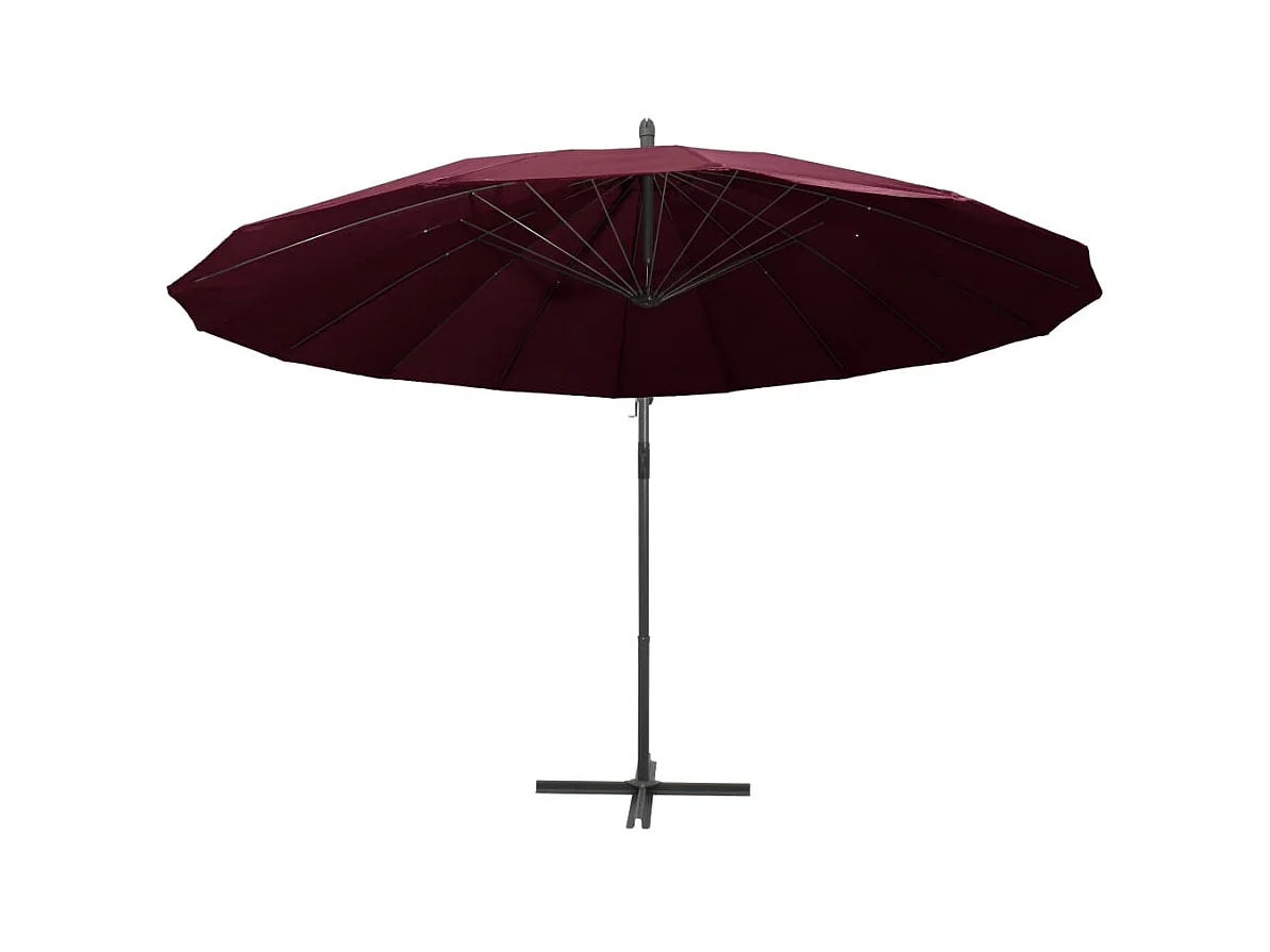 Parasol de jardin-Parasol suspendu avec poteau bordeaux 3 m