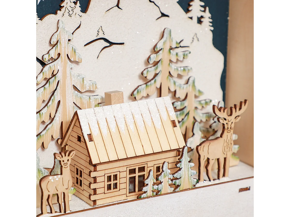 Weihnachtskalender mit LED-Lichtern und 24 Schubladen Adventskalender Weihnachtsdekoration 34 x 7 x 34 cm Rot