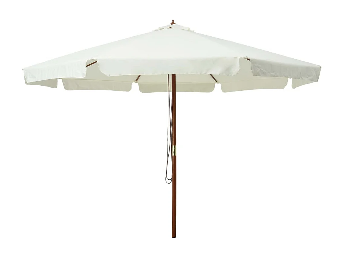 Parasol d'extérieur | Parasol de jardin avec mât en bois 330 cm blanc sable