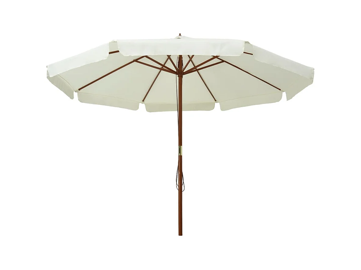 Parasol d'extérieur | Parasol de jardin avec mât en bois 330 cm blanc sable
