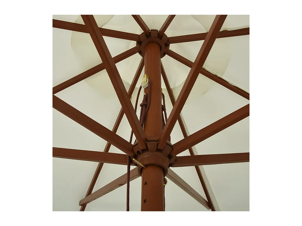 Parasol d'extérieur | Parasol de jardin avec mât en bois 330 cm blanc sable