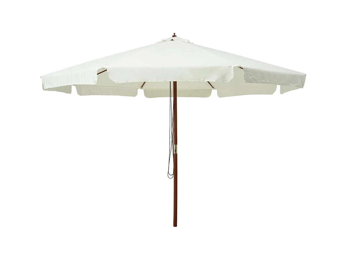 Parasol d'extérieur | Parasol de jardin avec mât en bois 330 cm blanc sable