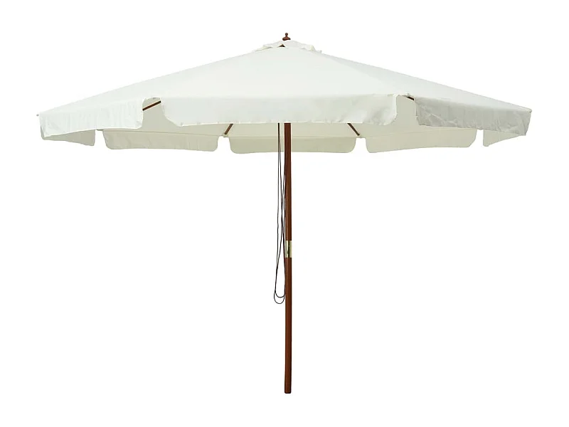 Parasol d'extérieur | Parasol de jardin avec mât en bois 330 cm blanc sable