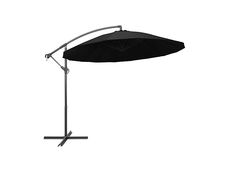 Parasol de jardin-Parasol suspendu avec poteau noir 3 m