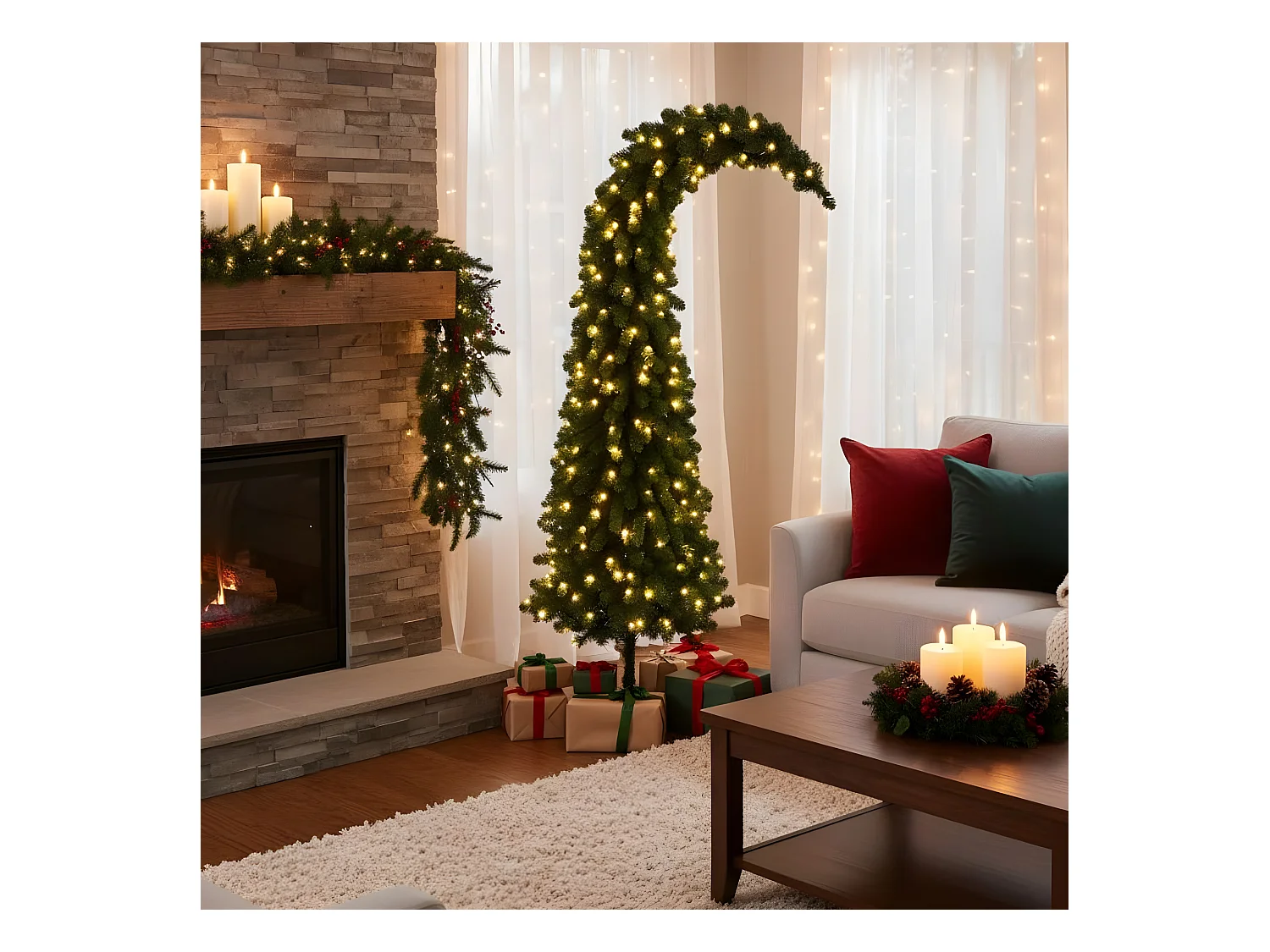 "Grix" kerstboom met geïntegreerde LED's, van hoogwaardig PVC, 210 cm hoog