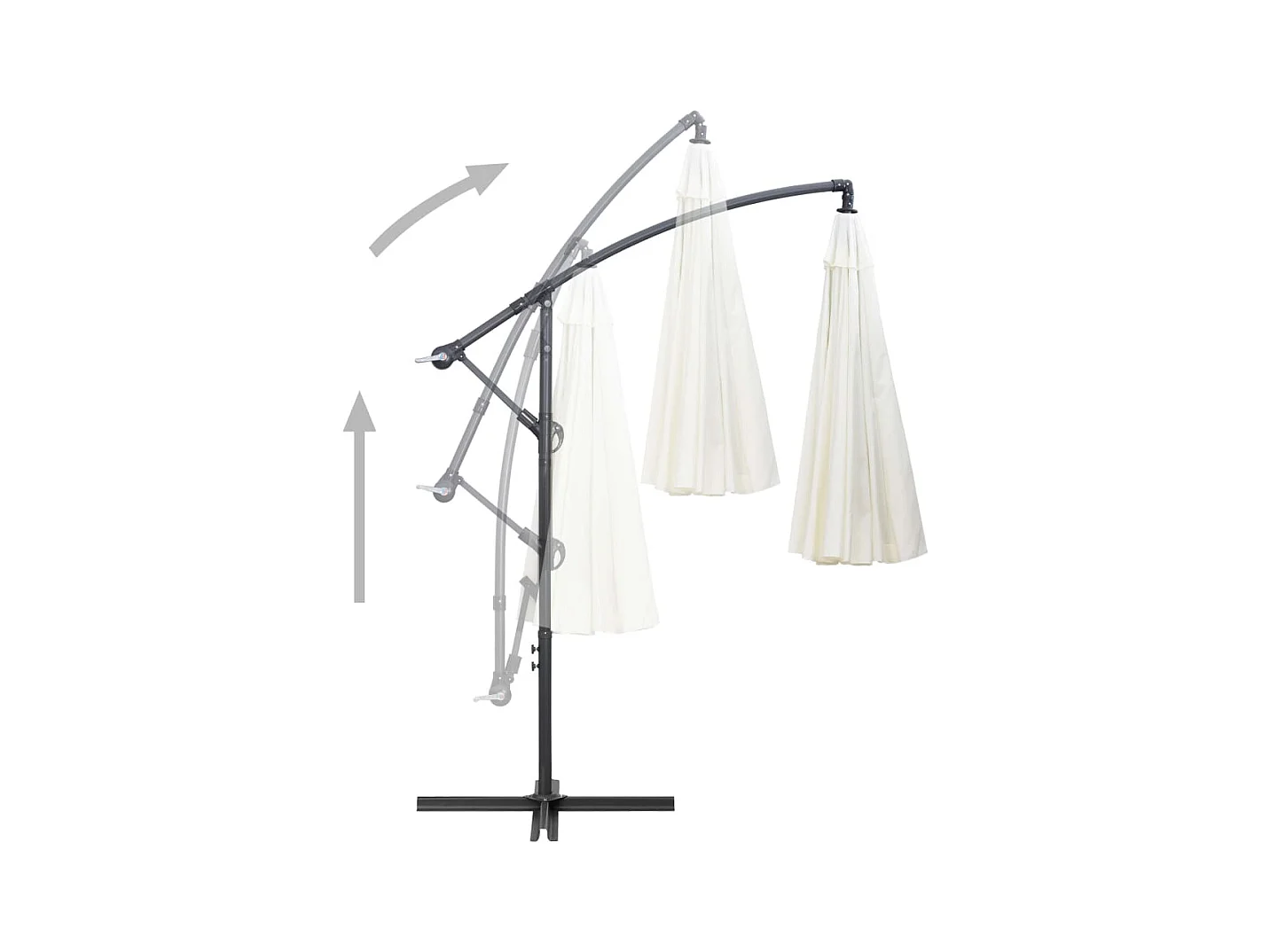 Parasol de jardin-Parasol suspendu avec poteau en aluminium Blanc 3 m