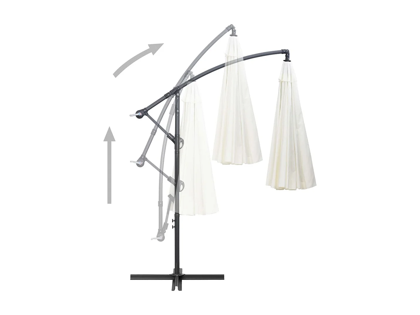 Parasol de jardin-Parasol suspendu avec poteau en aluminium Blanc 3 m