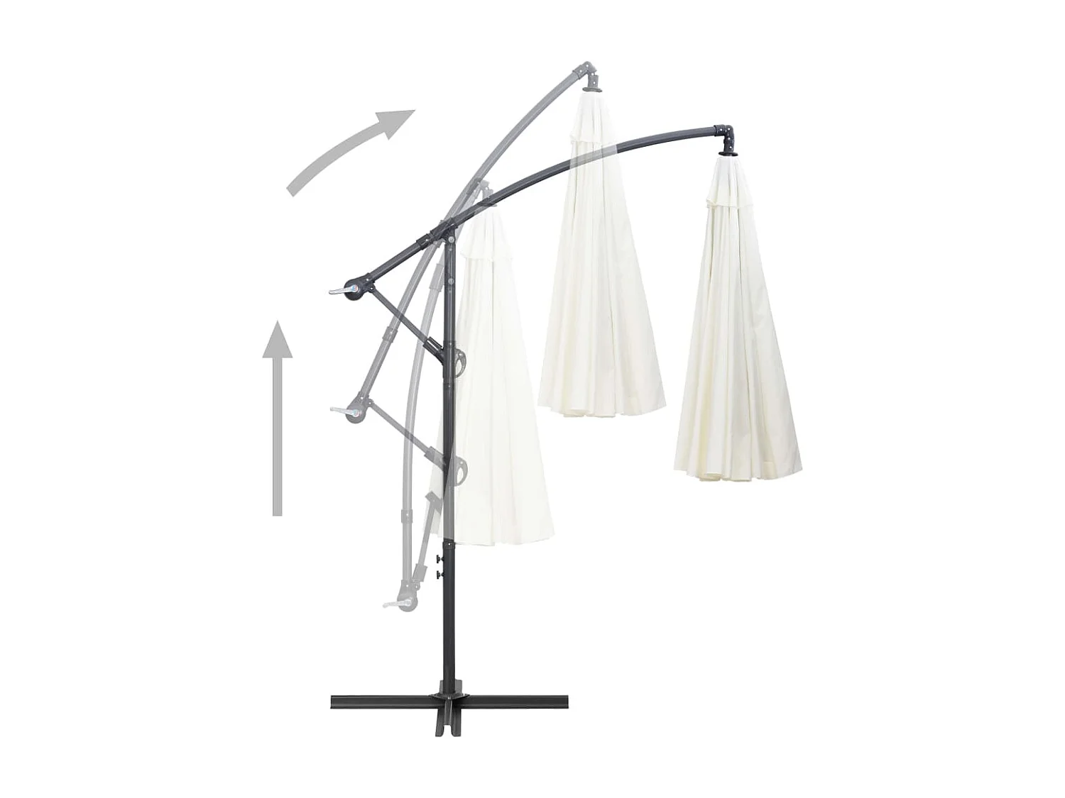 Parasol de jardin-Parasol suspendu avec poteau en aluminium Blanc 3 m