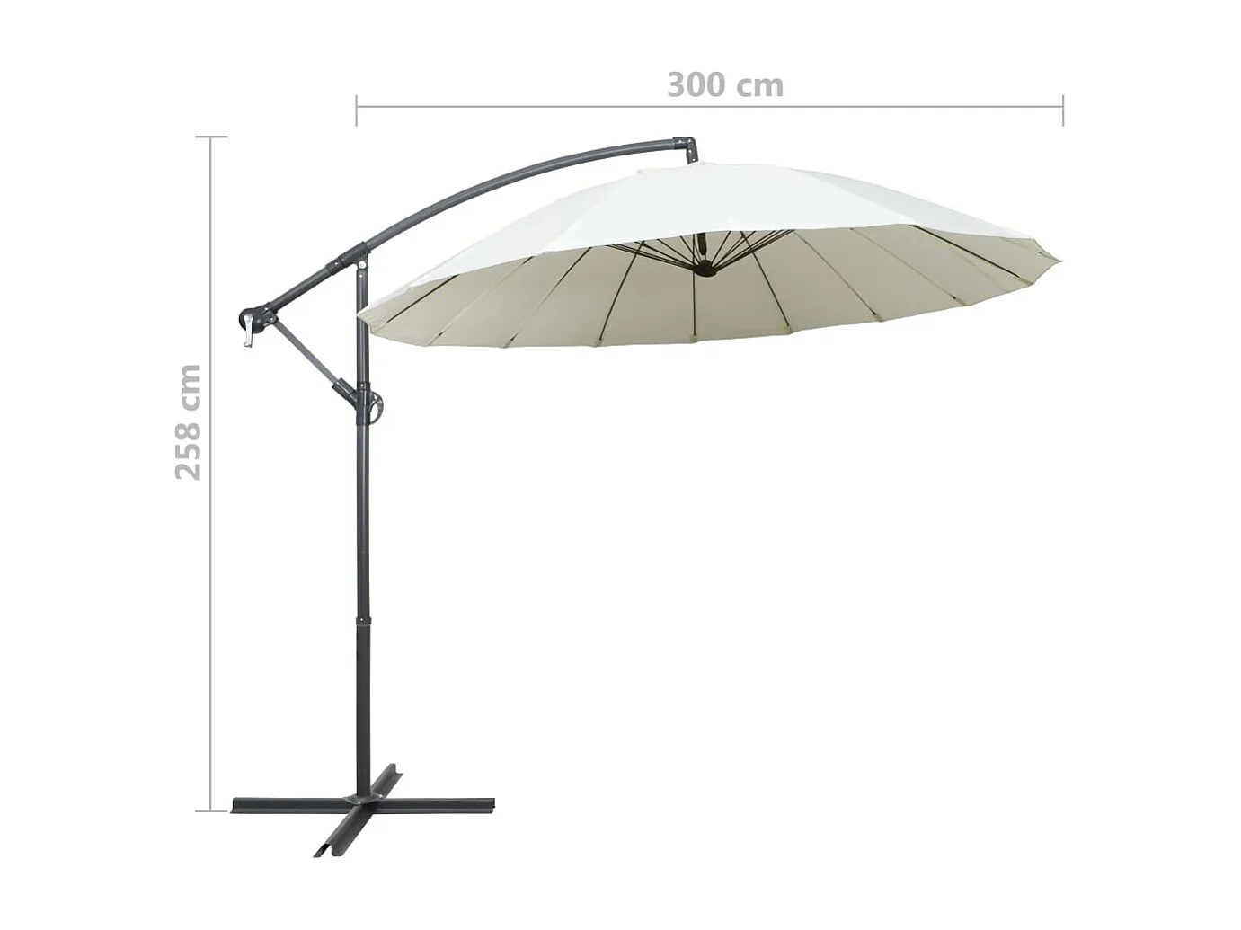Parasol de jardin-Parasol suspendu avec poteau en aluminium Blanc 3 m