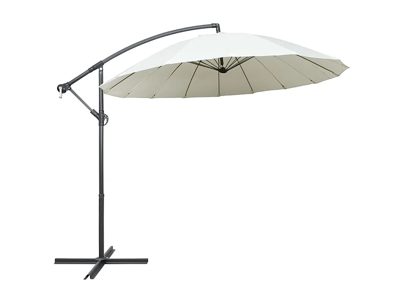 Parasol de jardin-Parasol suspendu avec poteau en aluminium Blanc 3 m