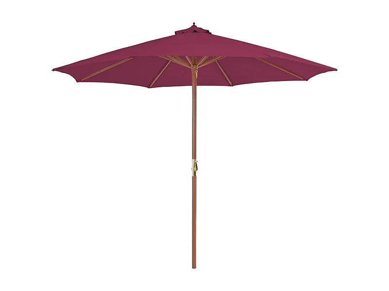 Parasol d'extérieur | Parasol de jardin avec mât en bois 300 cm rouge bordeaux