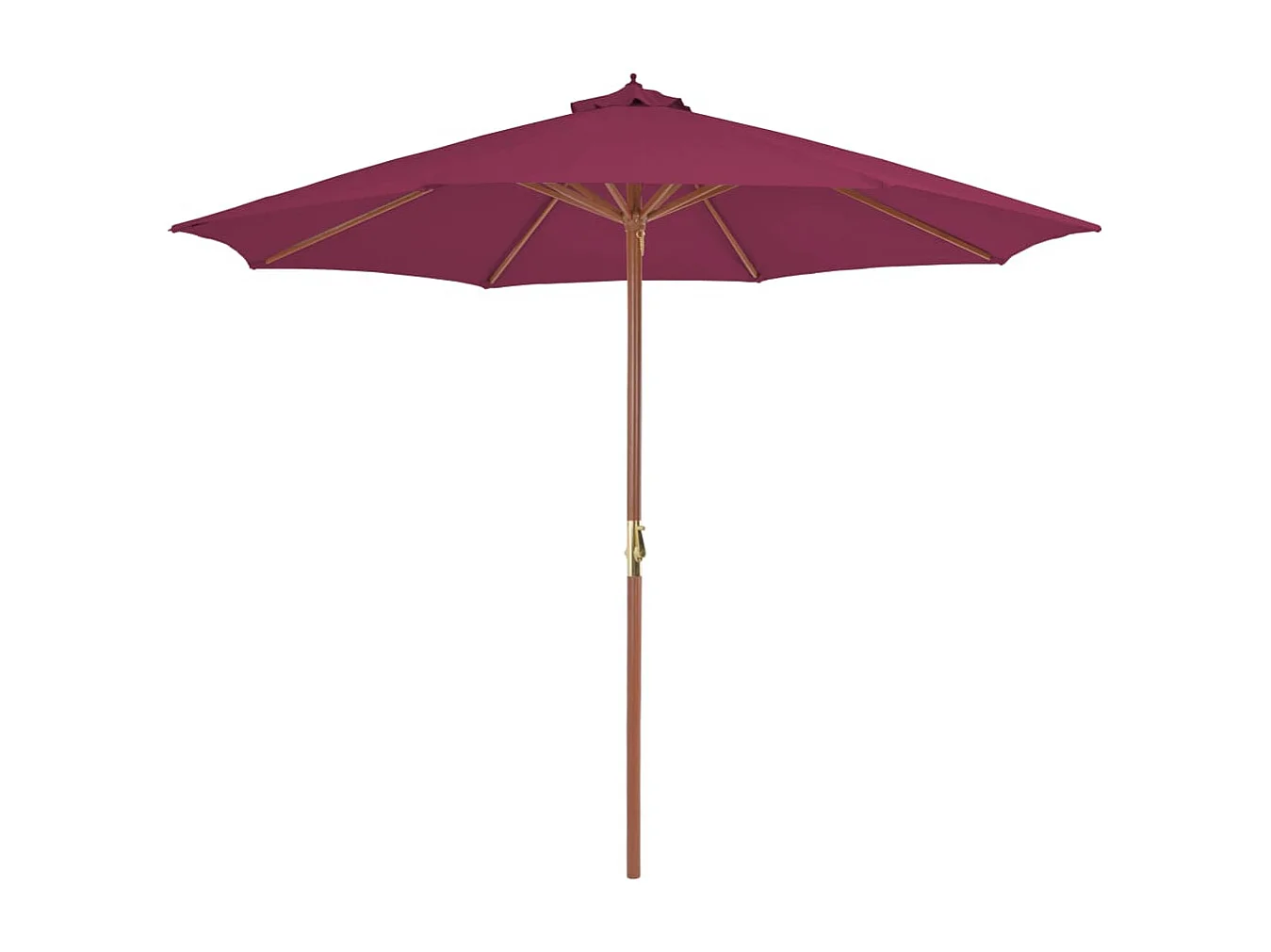 Parasol d'extérieur | Parasol de jardin avec mât en bois 300 cm rouge bordeaux