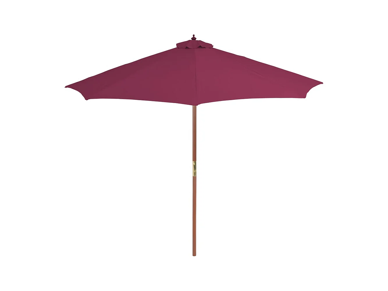 Parasol d'extérieur | Parasol de jardin avec mât en bois 300 cm rouge bordeaux