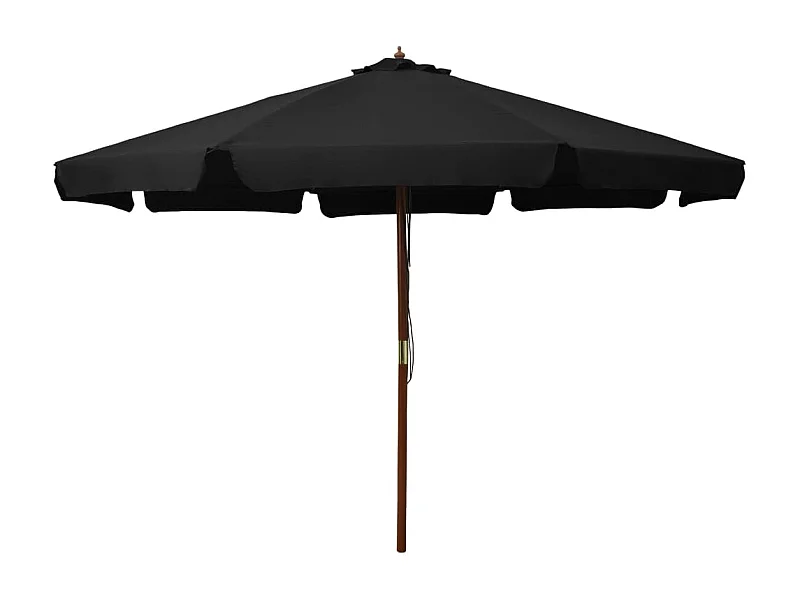 Parasol d'extérieur | Parasol de jardin avec mât en bois 330 cm Noir