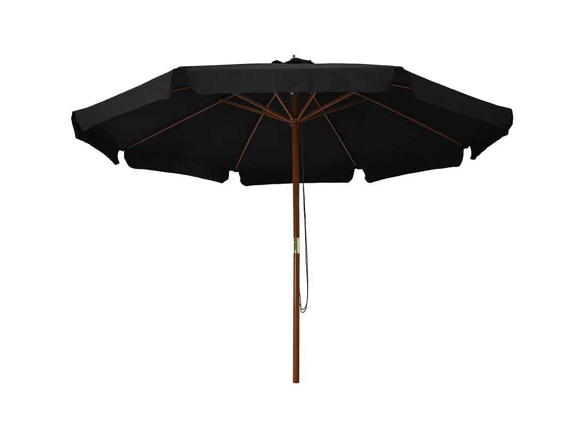 Parasol d'extérieur | Parasol de jardin avec mât en bois 330 cm Noir