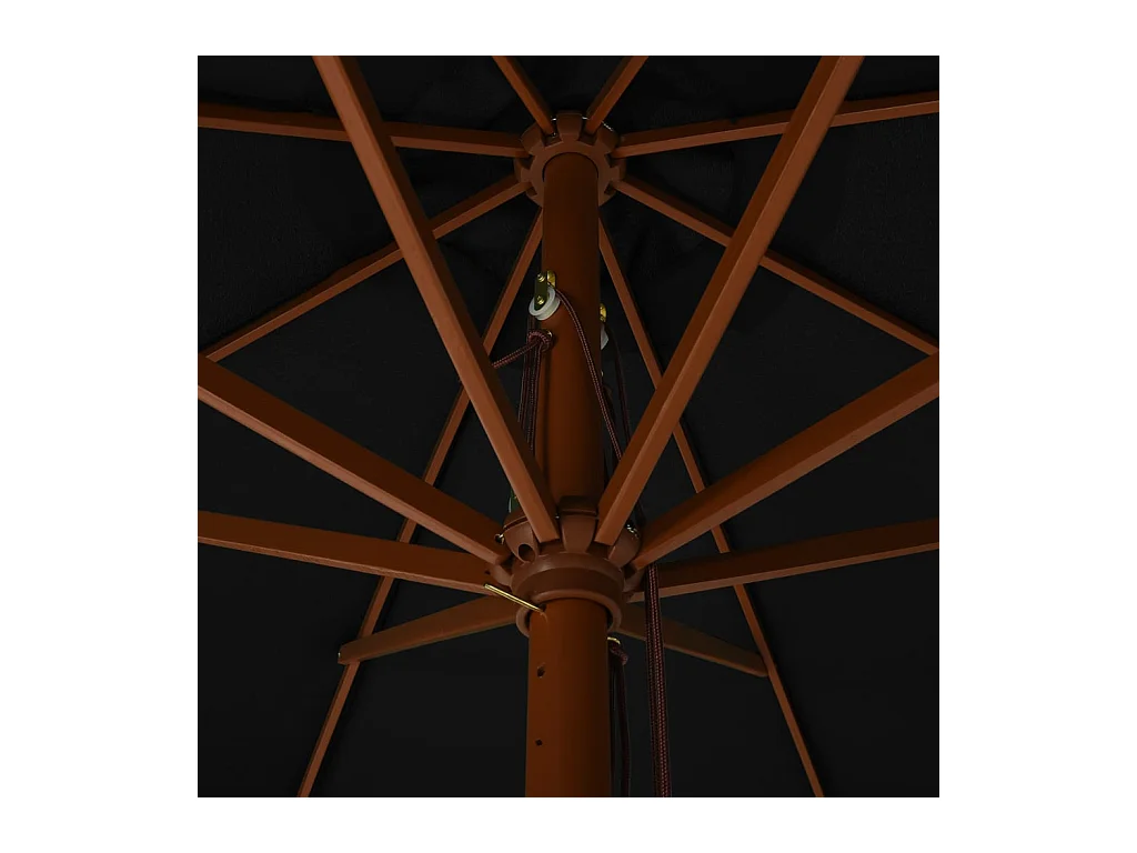 Parasol d'extérieur | Parasol de jardin avec mât en bois 330 cm Noir