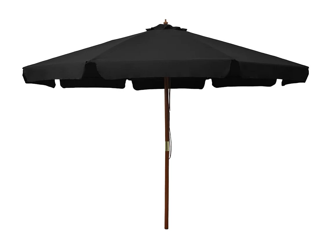 Parasol d'extérieur | Parasol de jardin avec mât en bois 330 cm Noir
