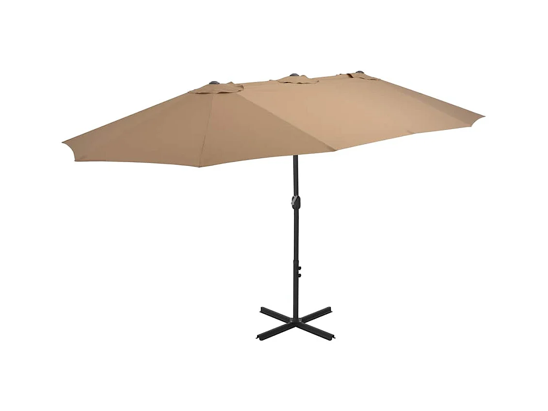 Parasol d'extérieur-Parasol de jardin et poteau en aluminium 460x270 cm taupe