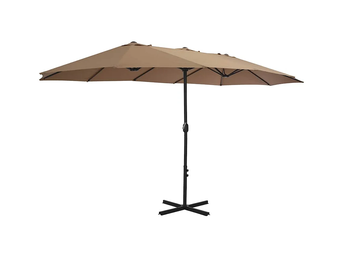 Parasol d'extérieur-Parasol de jardin et poteau en aluminium 460x270 cm taupe