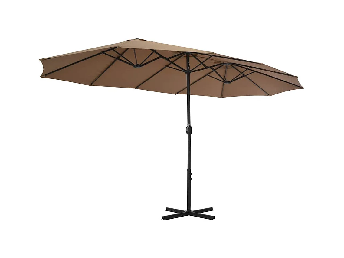 Parasol d'extérieur-Parasol de jardin et poteau en aluminium 460x270 cm taupe
