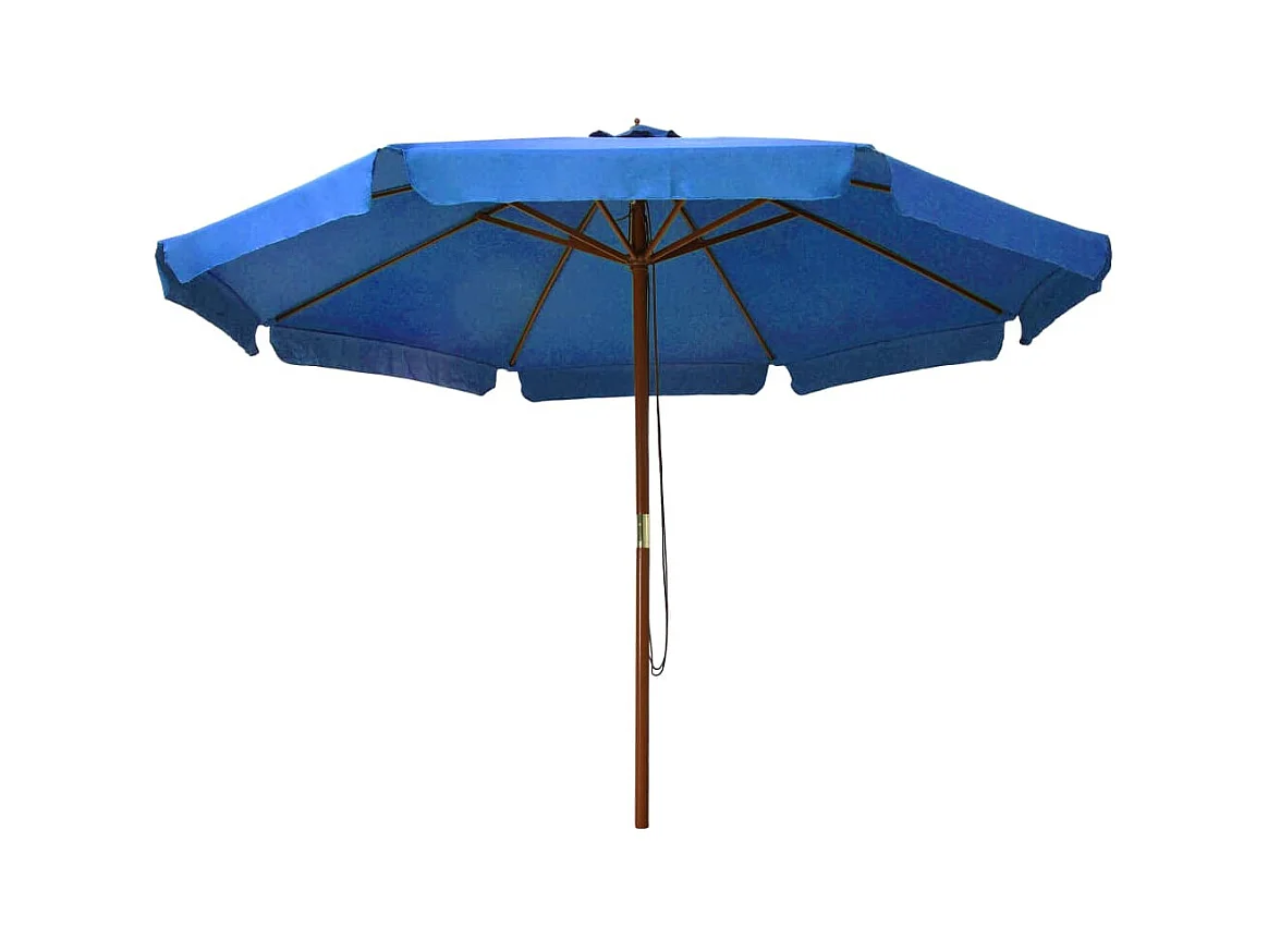 Parasol d'extérieur | Parasol de jardin avec mât en bois 330 cm Bleu azuré