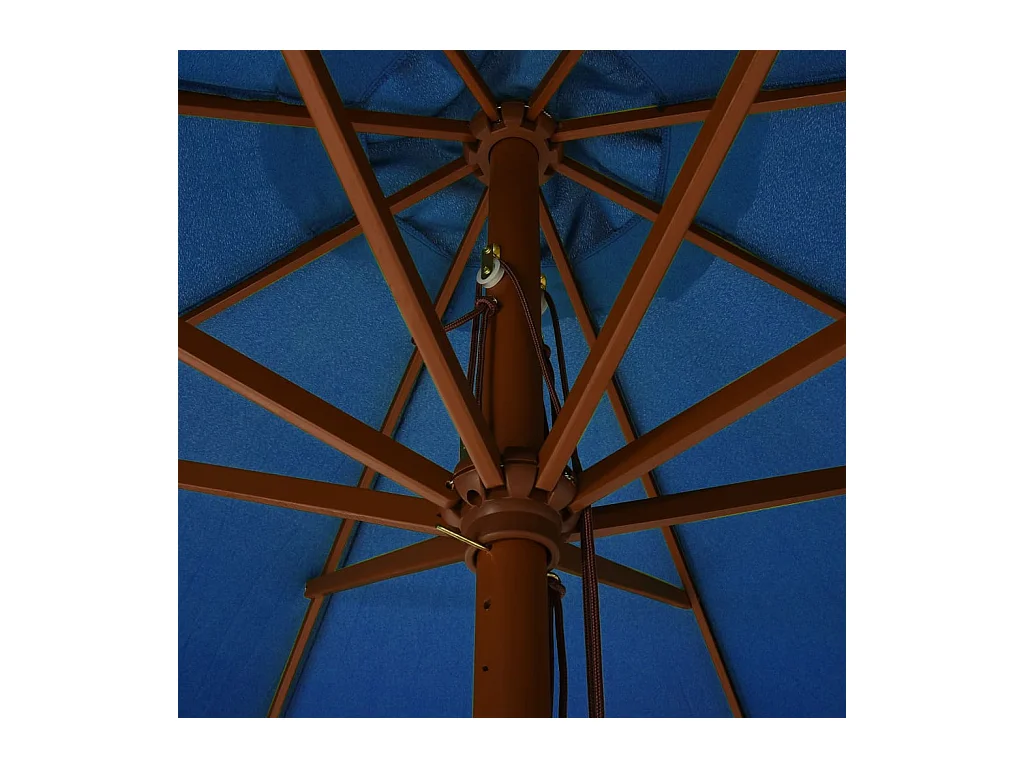 Parasol d'extérieur | Parasol de jardin avec mât en bois 330 cm Bleu azuré