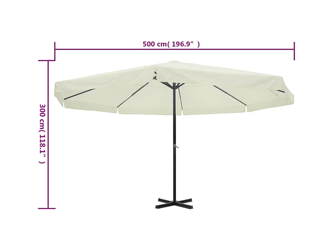 Parasol de jardin-Parasol Blanc Aluminium 500 cm