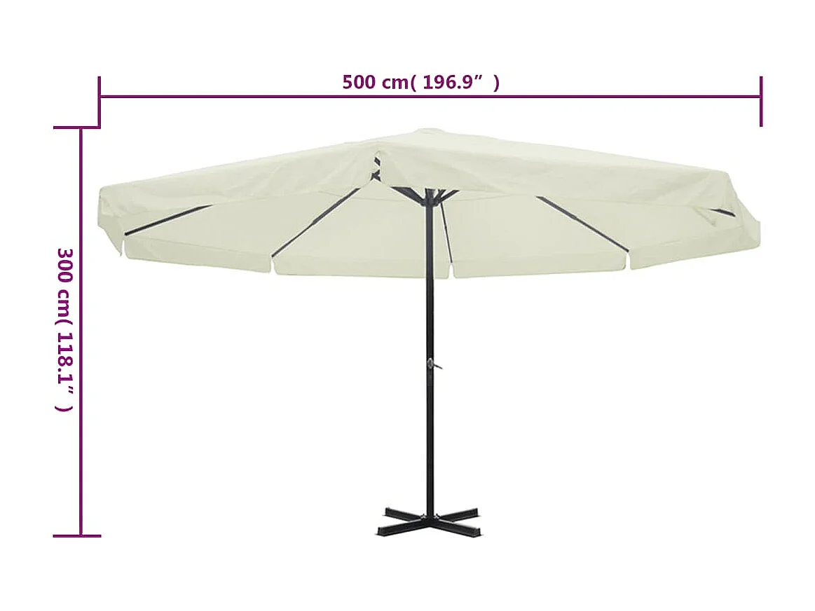 Parasol de jardin-Parasol Blanc Aluminium 500 cm