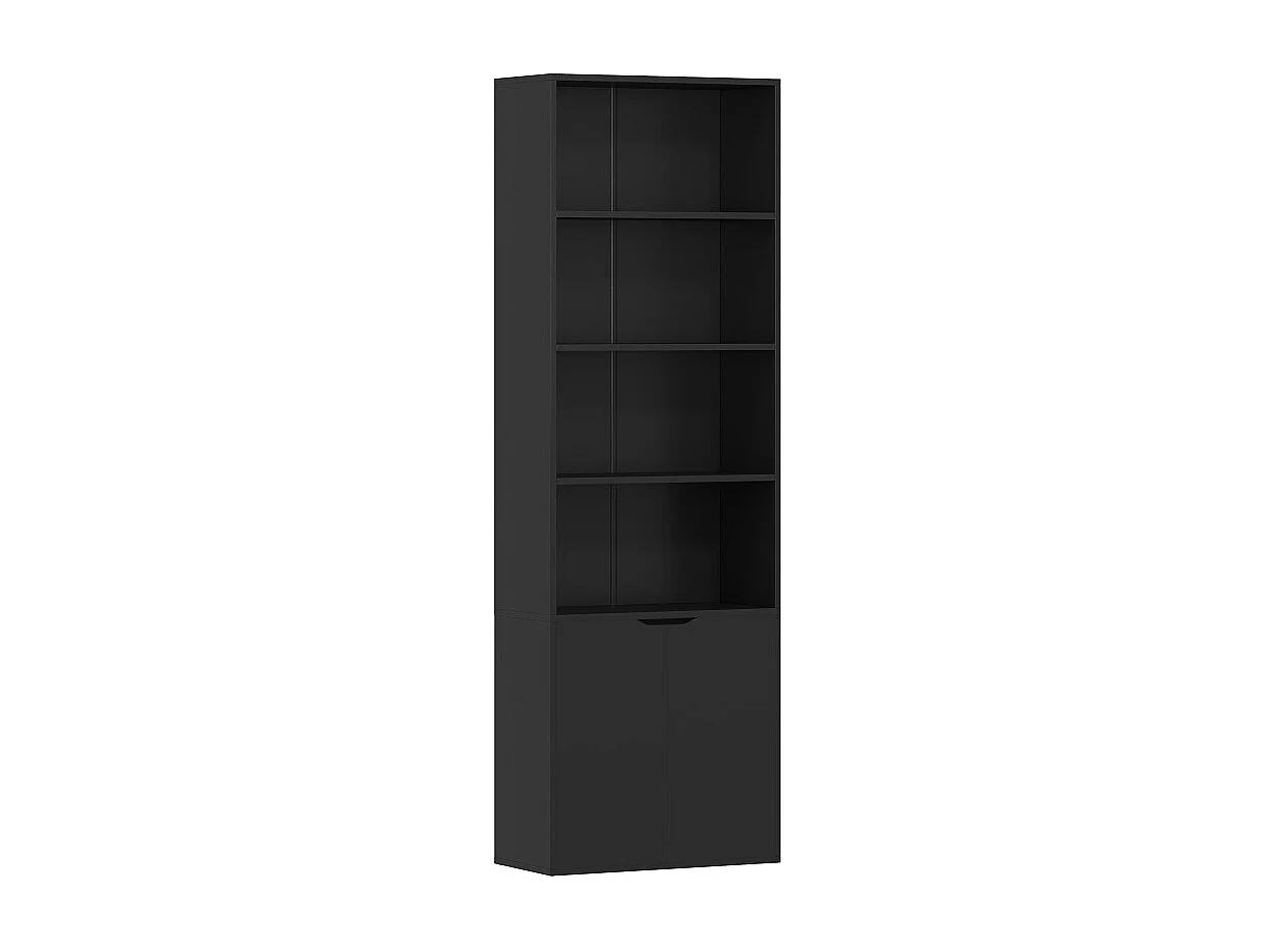 Bibliothèque étagère 180 cm armoire 2 portes DERBY noire
