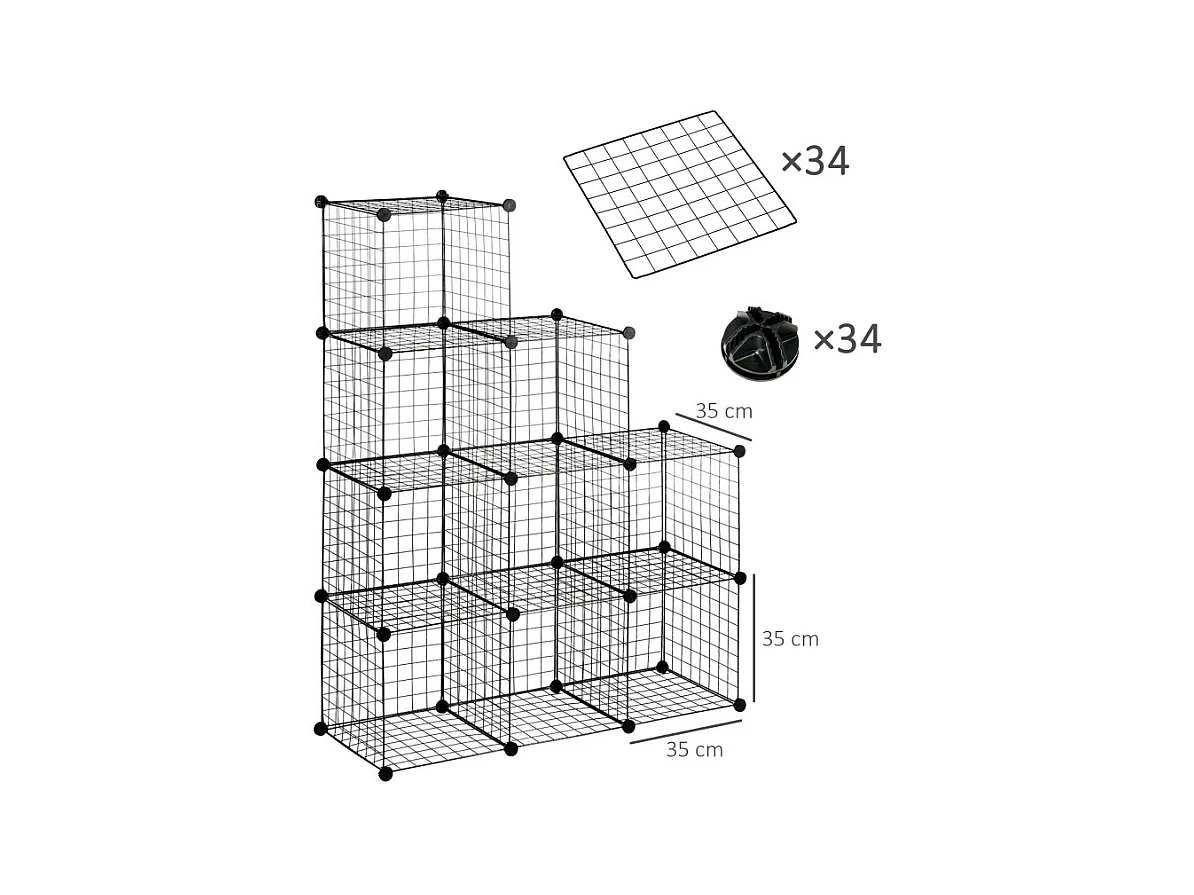 Etagères de rangement empilables 9 cubes AXEL métal noir