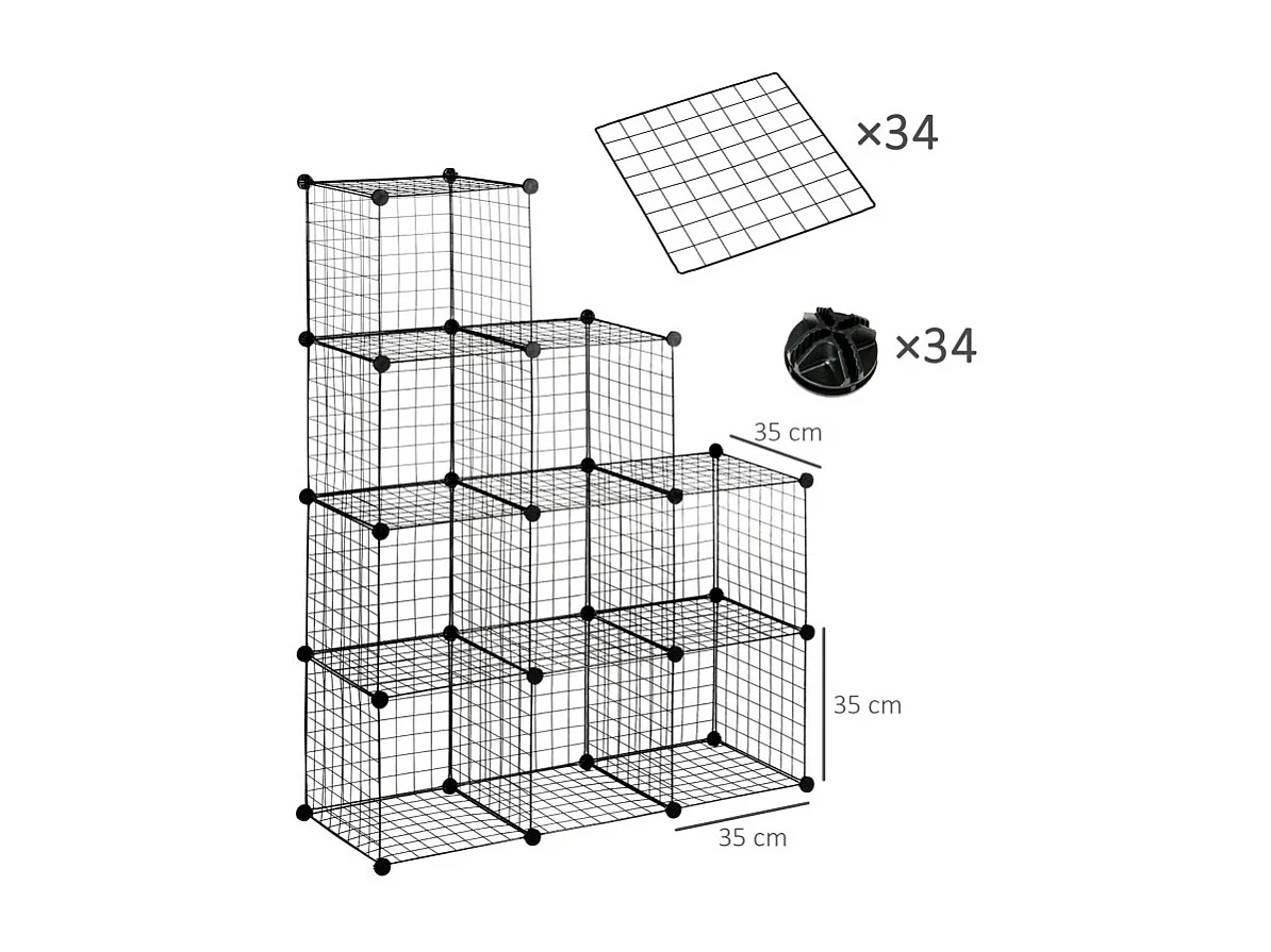 Etagères de rangement empilables 9 cubes AXEL métal noir