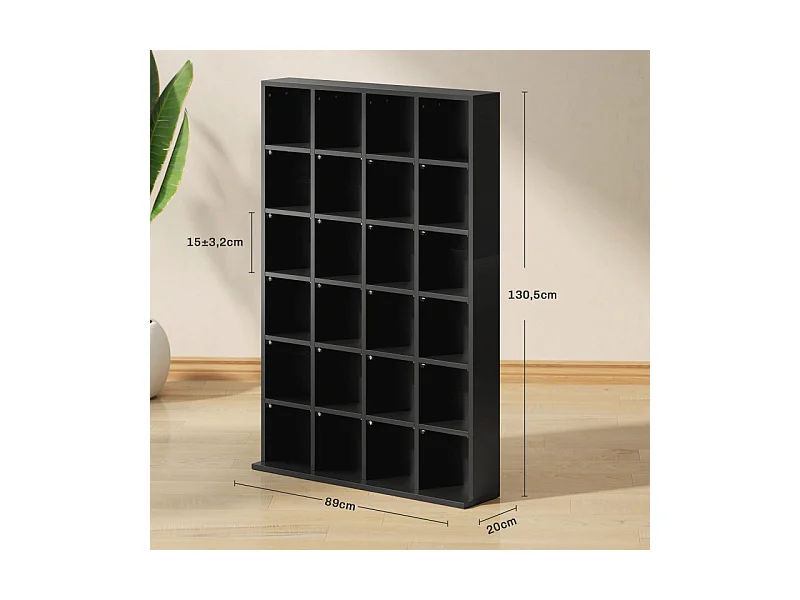 Etagère 24 compartiments ajustables PICASS noire