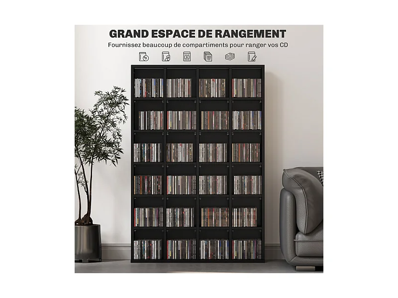 Etagère 24 compartiments ajustables PICASS noire