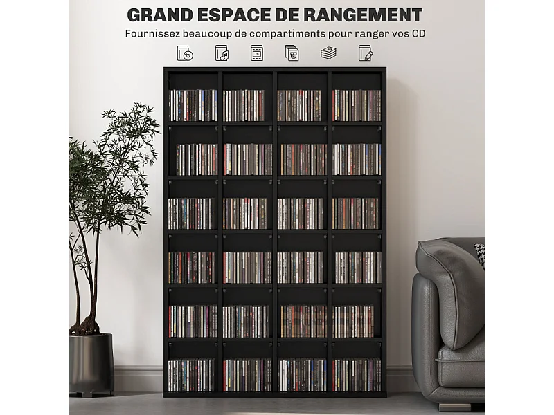 Etagère 24 compartiments ajustables PICASS noire