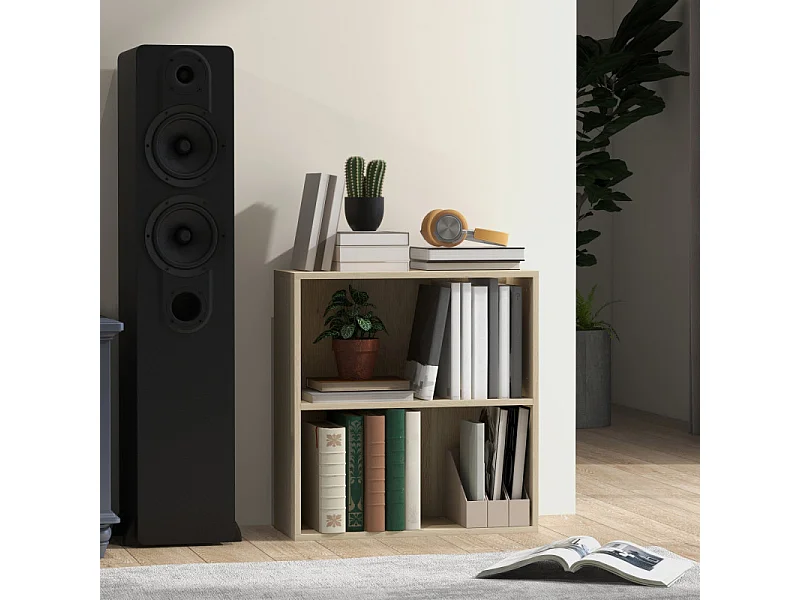 Bibliothèque cube 2 rangements MAURANE effet bois naturel